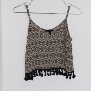Forever 21 Tribal Print Crop Black Tassle (S)